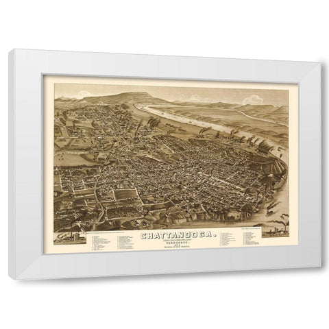 Chattanooga Tennessee - Wellge 1886 White Modern Wood Framed Art Print by Wellge
