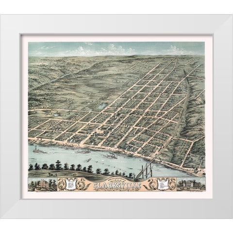 Clarksville Tennessee - Stoner 1870 White Modern Wood Framed Art Print by Stoner