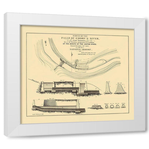 Emory River Falls Tennessee National Armory White Modern Wood Framed Art Print by US Senate
