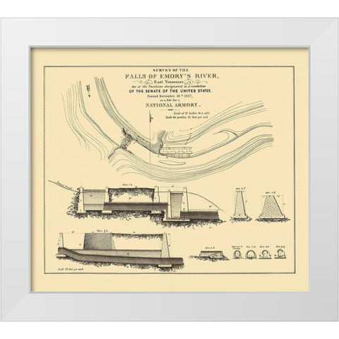 Emory River Falls Tennessee National Armory White Modern Wood Framed Art Print by US Senate