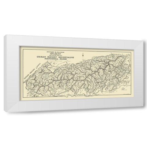 Great Smoky Mountain National Park White Modern Wood Framed Art Print by Unknown