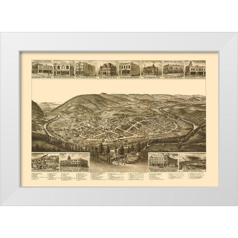 Harriman Tennessee - Burleigh 1892 White Modern Wood Framed Art Print by Burleigh