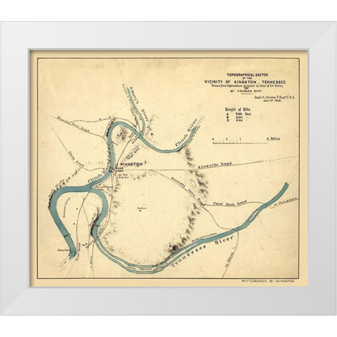Kingston Tennessee - Michler 1863 White Modern Wood Framed Art Print by Michler
