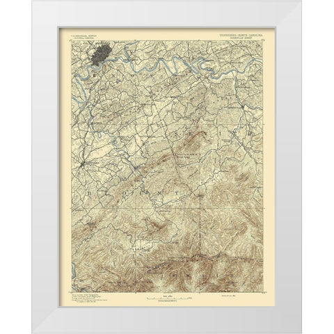 Knoxville Tennessee North Carolina Sheet White Modern Wood Framed Art Print by USGS