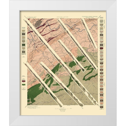Knoxville Tennessee North Carolina Sheet White Modern Wood Framed Art Print by USGS