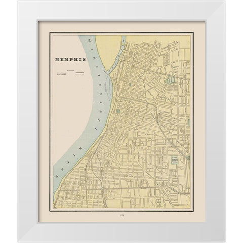 Memphis Tennessee - Cram 1892 White Modern Wood Framed Art Print by Cram