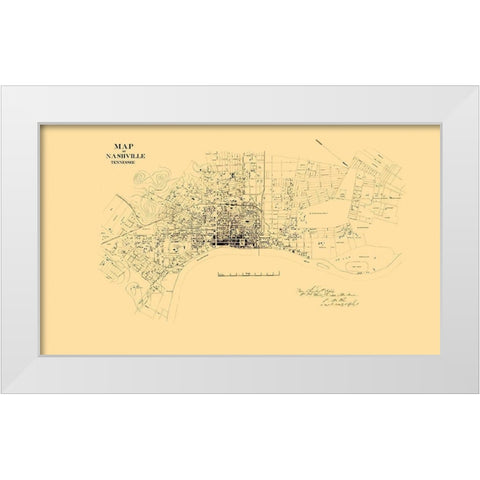 Nashville Tennessee Landowner - Poe 1864 White Modern Wood Framed Art Print by Poe