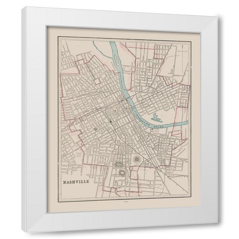 Nashville Tennessee - Cram 1892 White Modern Wood Framed Art Print by Cram