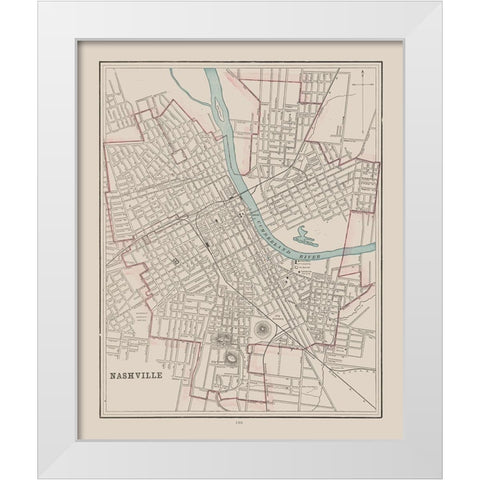 Nashville Tennessee - Cram 1892 White Modern Wood Framed Art Print by Cram