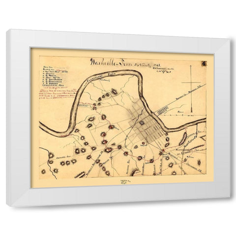Nashville Tennessee - Blakeslee 1863 White Modern Wood Framed Art Print by Blakeslee