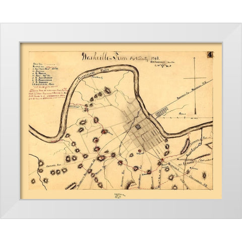 Nashville Tennessee - Blakeslee 1863 White Modern Wood Framed Art Print by Blakeslee
