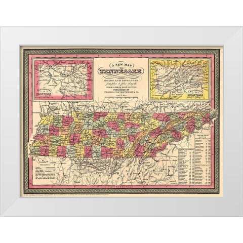 Tennessee - Thomas 1850 White Modern Wood Framed Art Print by Thomas