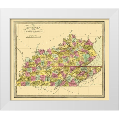 Kentucky, Tennessee - Brattleboro 1840 White Modern Wood Framed Art Print by Brattleboro