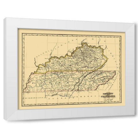Kentucky, Tennessee - Morse 1823 White Modern Wood Framed Art Print by Morse