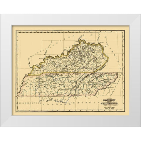 Kentucky, Tennessee - Morse 1823 White Modern Wood Framed Art Print by Morse