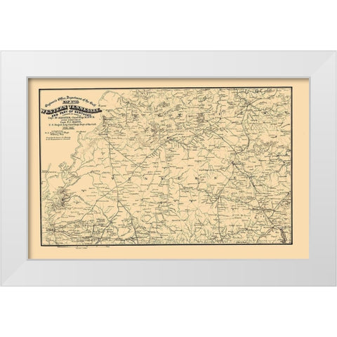 West Tennessee, Part of Kentucky 1865 White Modern Wood Framed Art Print by von Reizenstein