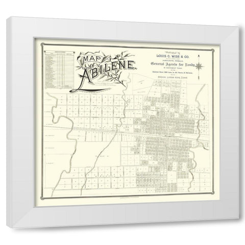 Abilene Texas - Clarke 1890 White Modern Wood Framed Art Print by Clarke
