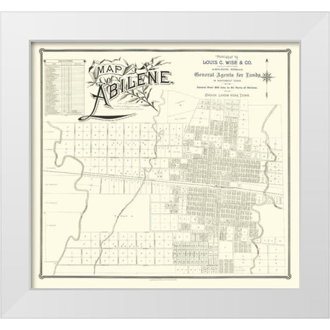 Abilene Texas - Clarke 1890 White Modern Wood Framed Art Print by Clarke