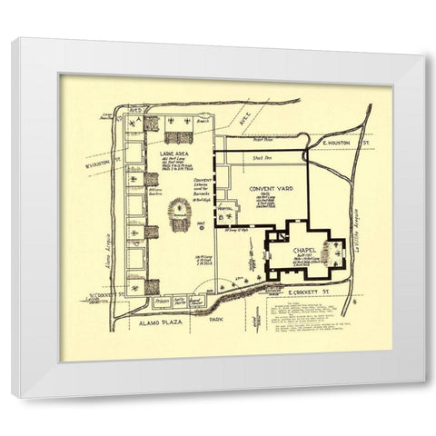 Texas Revolution, Alamo In San Antonio 1836 White Modern Wood Framed Art Print by Bowie