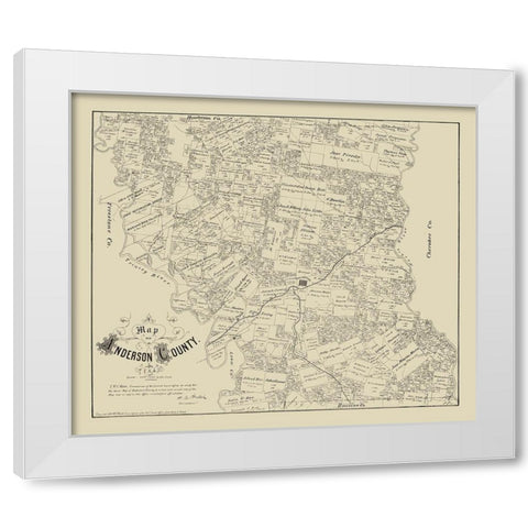 Anderson County Texas - Walsh 1879 White Modern Wood Framed Art Print by Walsh