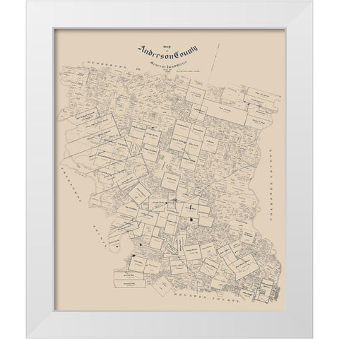 Anderson County Texas - Walker 1903 White Modern Wood Framed Art Print by Walker
