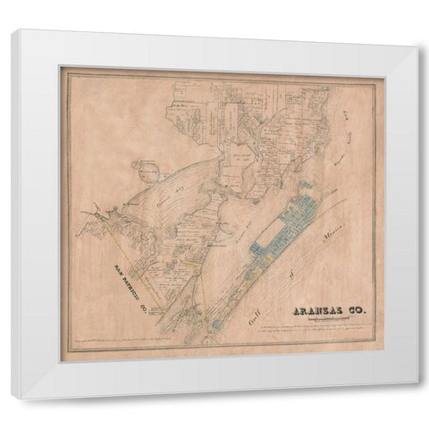 Aransas County Texas - Walsh 1880 White Modern Wood Framed Art Print by Walsh