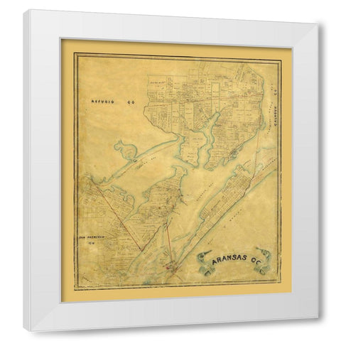 Aransas County Texas - 1883 White Modern Wood Framed Art Print by Unknown