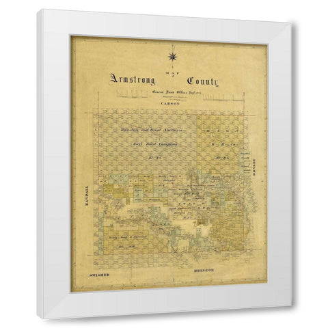 Armstrong County Texas - 1881 White Modern Wood Framed Art Print by Unknown