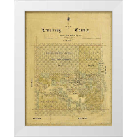 Armstrong County Texas - 1881 White Modern Wood Framed Art Print by Unknown