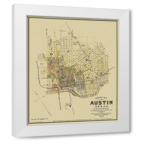 Austin Texas Landowner - Ford 1885 White Modern Wood Framed Art Print by Ford