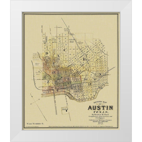 Austin Texas Landowner - Ford 1885 White Modern Wood Framed Art Print by Ford