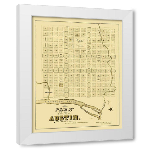 Austin Texas - Pilie 1839 White Modern Wood Framed Art Print by Pilie