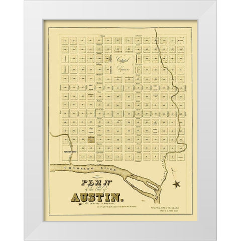 Austin Texas - Pilie 1839 White Modern Wood Framed Art Print by Pilie