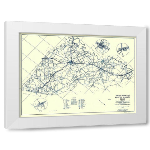 Austin Texas Highway - Highway Dept 1936 White Modern Wood Framed Art Print by Highway Dept