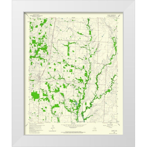 Aubrey Texas Quad - USGS 1960 White Modern Wood Framed Art Print by USGS