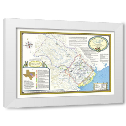 Austin Colony 1821-1836 Texas - 1993 White Modern Wood Framed Art Print by Unknown