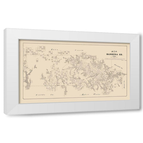 Bandera County Texas - Walsh 1879 White Modern Wood Framed Art Print by Walsh