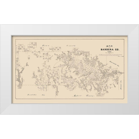 Bandera County Texas - Walsh 1879 White Modern Wood Framed Art Print by Walsh