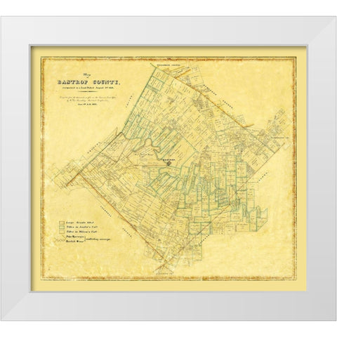 Bastrop County Texas - 1861 White Modern Wood Framed Art Print by Unknown