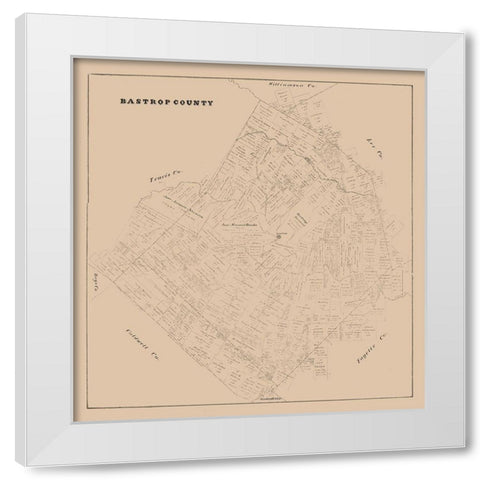 Bastrop County Texas - 1879 White Modern Wood Framed Art Print by Unknown