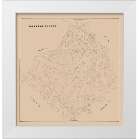 Bastrop County Texas - 1879 White Modern Wood Framed Art Print by Unknown