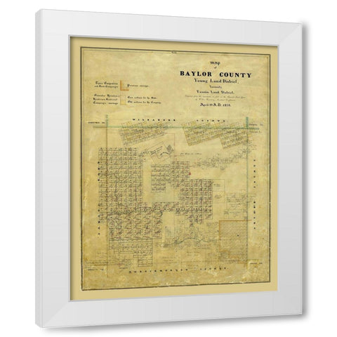 Baylor County Texas - Rosenberg 1859 White Modern Wood Framed Art Print by Rosenberg
