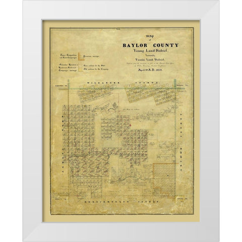 Baylor County Texas - Rosenberg 1859 White Modern Wood Framed Art Print by Rosenberg