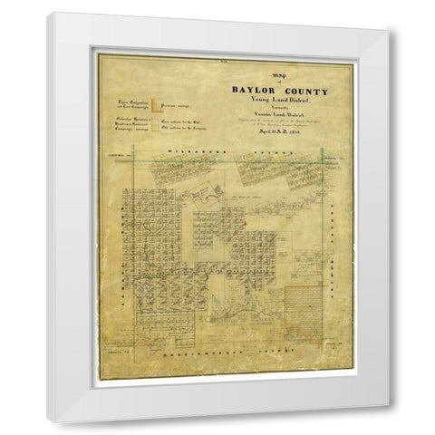 Baylor County Texas - Walsh 1859 White Modern Wood Framed Art Print by Rosenberg