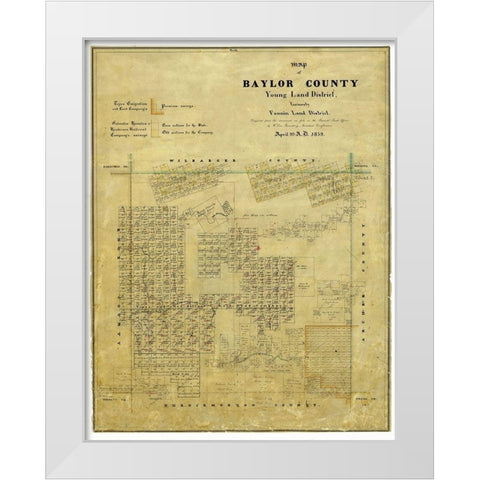 Baylor County Texas - Walsh 1859 White Modern Wood Framed Art Print by Rosenberg