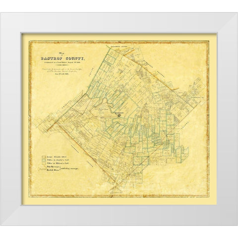 Bastrop County Texas - Rosenberg 1861 White Modern Wood Framed Art Print by Rosenberg
