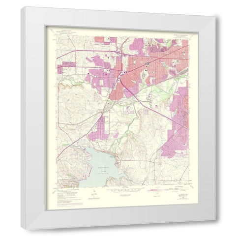 Benbrook Texas Quad - USGS 1969 White Modern Wood Framed Art Print by USGS