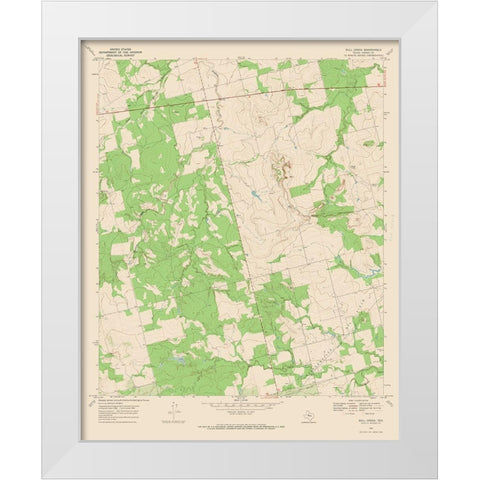 Bull Creek Texas Quad - USGS 1969 White Modern Wood Framed Art Print by USGS