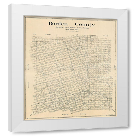 Borden County Texas - Hedick 1922 White Modern Wood Framed Art Print by Hedick