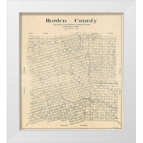 Borden County Texas - Hedick 1922 White Modern Wood Framed Art Print by Hedick